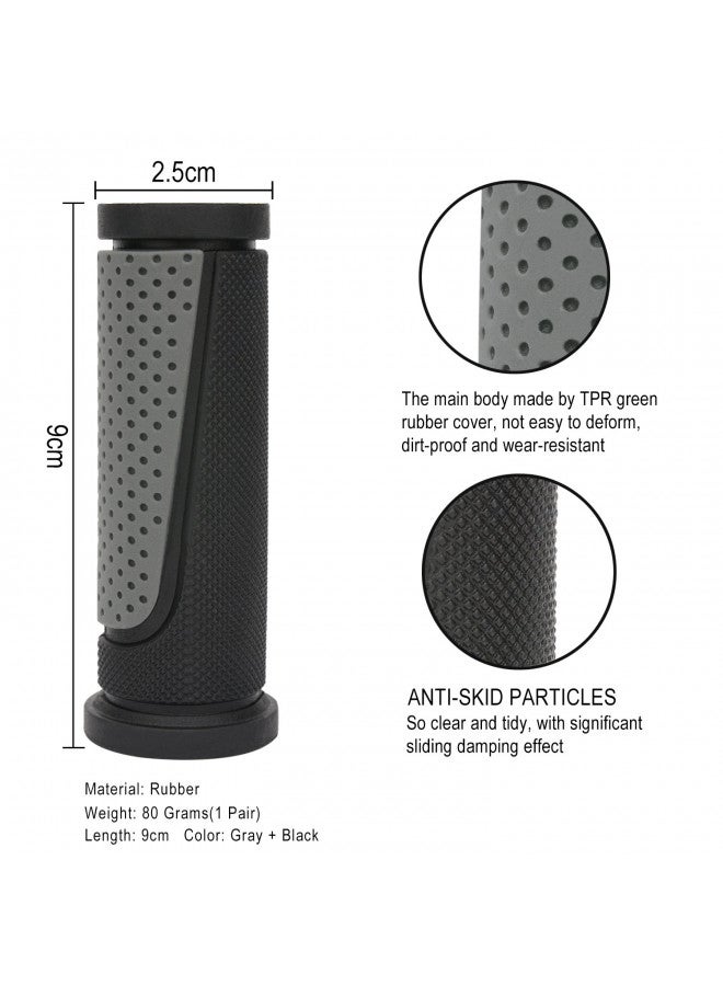 TOPCABIN TOPCABIN 2X Short Mini Handlebar Bicycle Grips Fit Many Standard Bikes 90MM Length (Black + Grey) - Image 1
