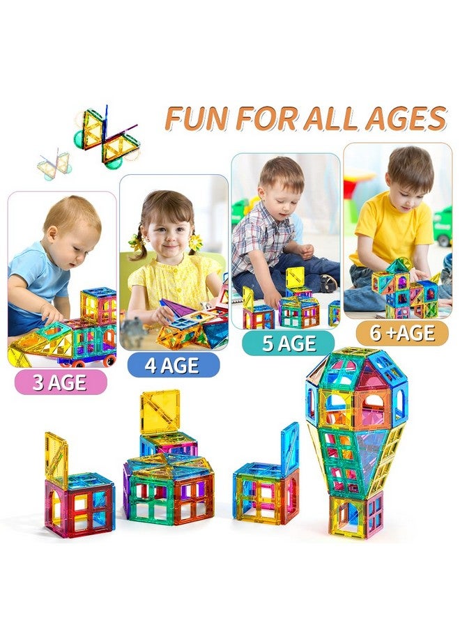 TEMI Magnetic Tilesbuilding Blocks Magnets Building Set Stem & Learning & Education Toys Christmas Toy Gift For Ages 3 4 5 6 7 8+ Year Old Toddler Kids Boys And Girls (Magnetic Tiles80Pcs)  - Image 2