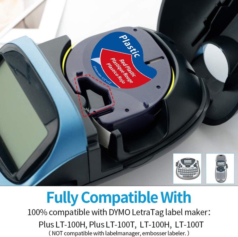 لايبل كينجدوم شريط ملصقات بديل متوافق مع عبوات Dymo Letratag الورقية/البلاستيكية 91330 91331 91332 91333 91334 91335 لـ Dymotag Puls Lt100H Lt100T، عرض 1/2 بوصة × طول 13 قدمًا، عبوة من 6 قطع - Image 2