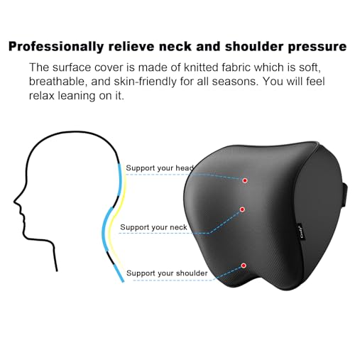 Crofy 2-Pack Car Neck Pillow, Softness Car Headrest Pillow for Driving with Adjustable Strap, 100% Memory Foam and Breathable Removable Cover, Comfortable Ergonomic Design, 4.7 Inches Thick - Image 4