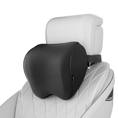 Crofy 2-Pack Car Neck Pillow, Softness Car Headrest Pillow for Driving with Adjustable Strap, 100% Memory Foam and Breathable Removable Cover, Comfortable Ergonomic Design, 4.7 Inches Thick - Image 1