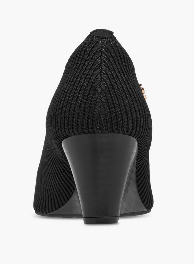 Celeste Women's Textured Slip-On Wedge Heel Shoes - Image 5