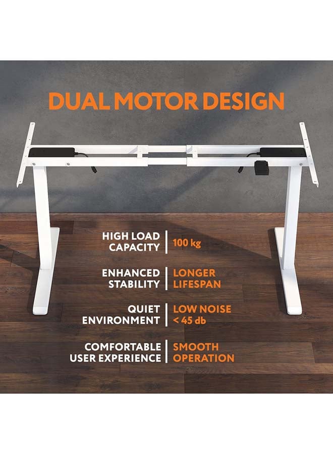 Sky Land Electric Height-Adjustable Standing Desk Frame, Ergonomic Sit-Stand Workstation, Customizable Height, Dual Motor Design, Smart Controller for Home & Office, White (Frame Only) - Image 5