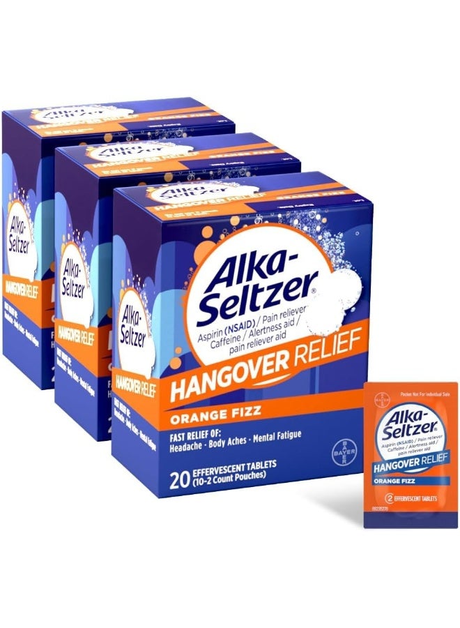Alka-Seltzer Hangover Relief Tablets, Fast Relief Starts In About 15 Minutes for Headaches, Body Aches & Mental Fatigue, Bachelorette Party & Bachelor Party Packs 60 Count (3 Boxes, 20 Tablets Each) - Image 1