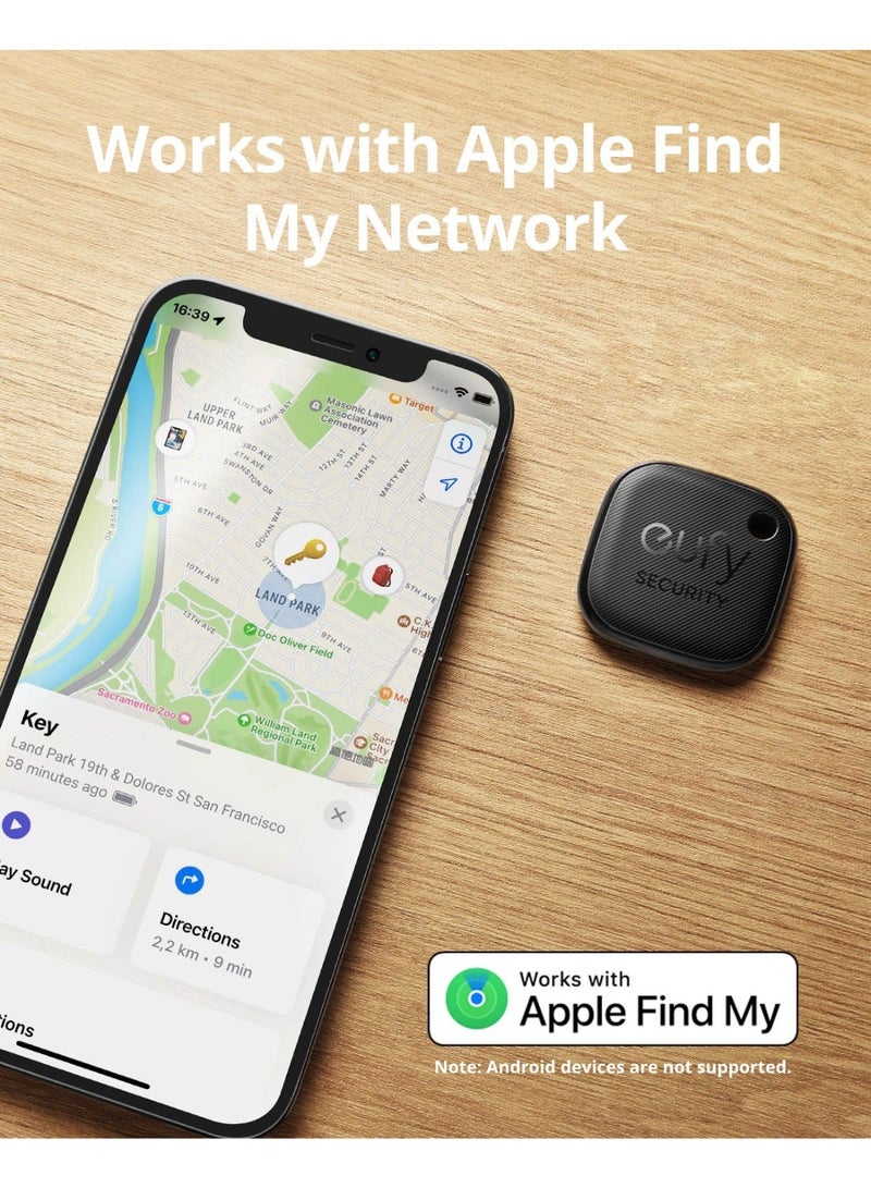 eufy رابط سمارت تراك من يوفاي (أسود، عبوة 1)، غير مدعوم من أندرويد، يعمل مع تطبيق آبل فايند ماي (لنظام iOS فقط)، كاشف المفاتيح، جهاز تتبع بلوتوث لسماعات الأذن والأمتعة، كاشف الهاتف، مقاوم للماء. حزمة - Image 3