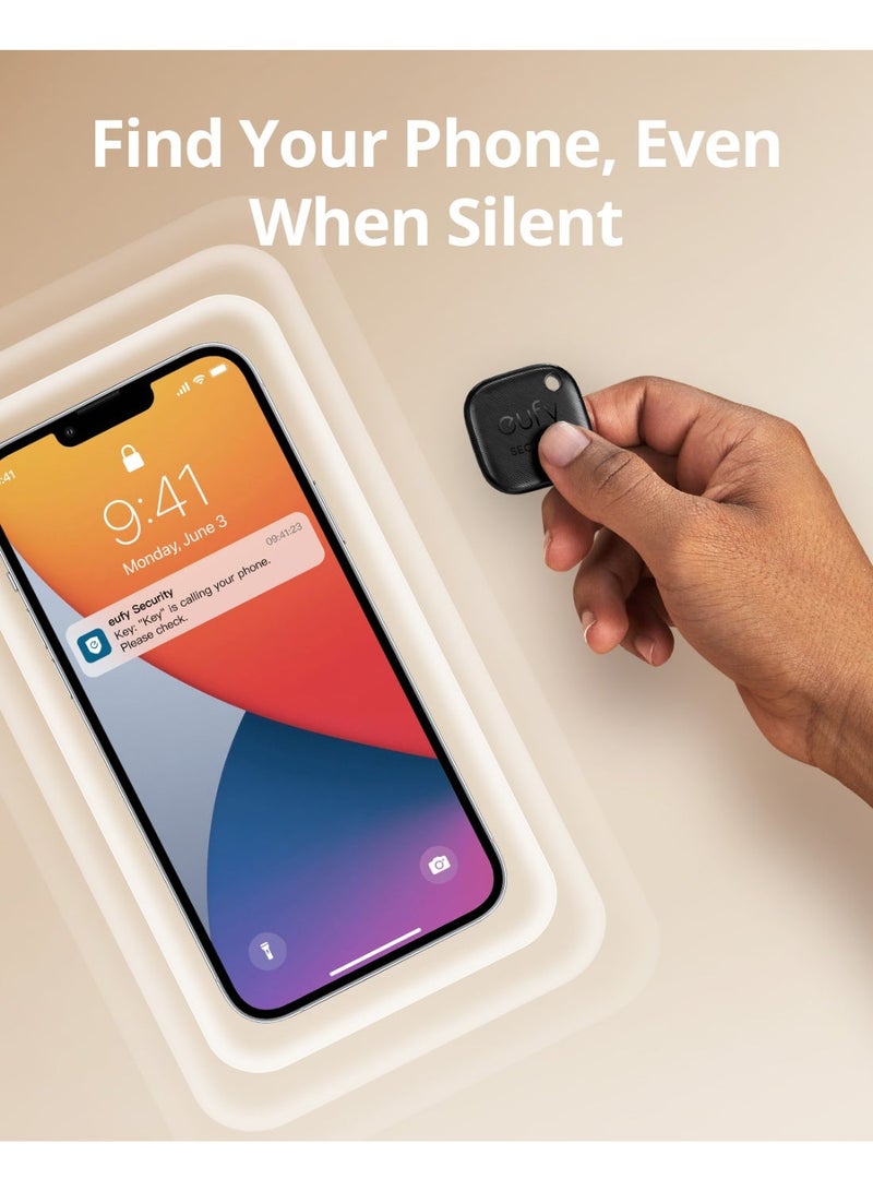eufy رابط سمارت تراك من يوفاي (أسود، عبوة 1)، غير مدعوم من أندرويد، يعمل مع تطبيق آبل فايند ماي (لنظام iOS فقط)، كاشف المفاتيح، جهاز تتبع بلوتوث لسماعات الأذن والأمتعة، كاشف الهاتف، مقاوم للماء. حزمة - Image 4