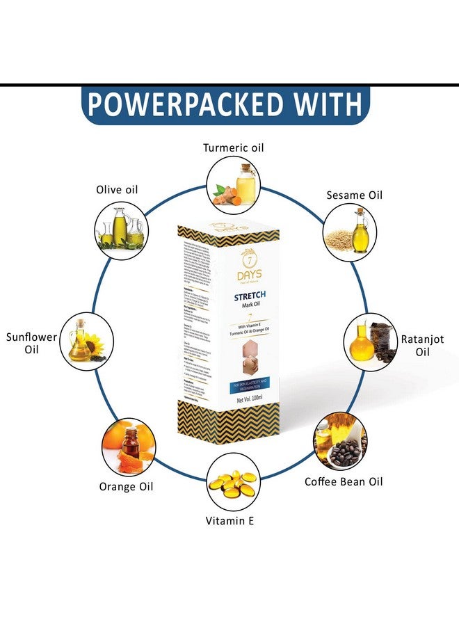 7 Days Stretch Marks Oil With Rosehip Sunflower Olive & Almond Oil Reduce Stretch Marks Scars And Moisturizes Skin (100Ml) - Image 4