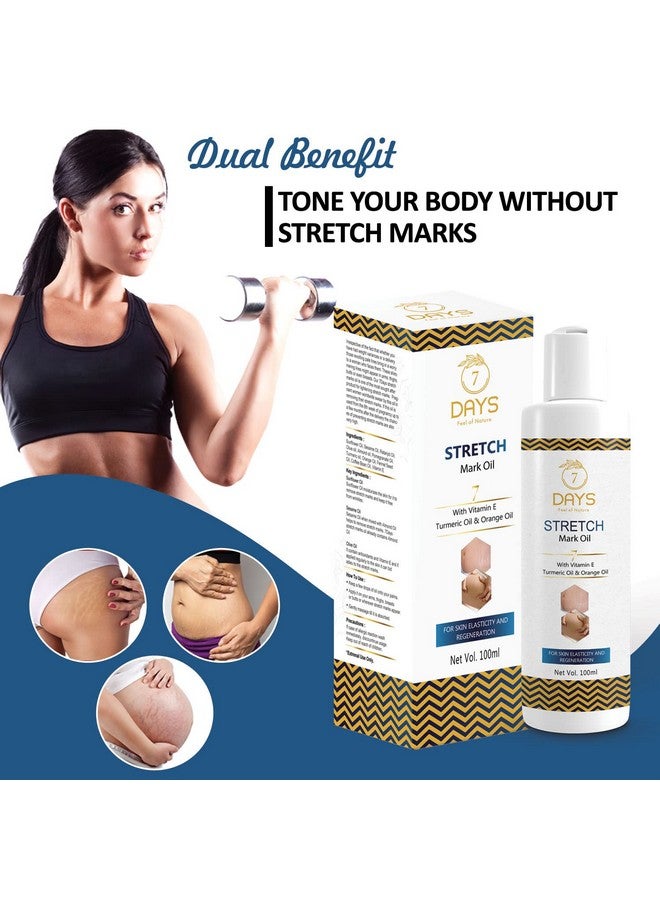 7 Days Stretch Marks Oil With Rosehip Sunflower Olive & Almond Oil Reduce Stretch Marks Scars And Moisturizes Skin (100Ml) - Image 2