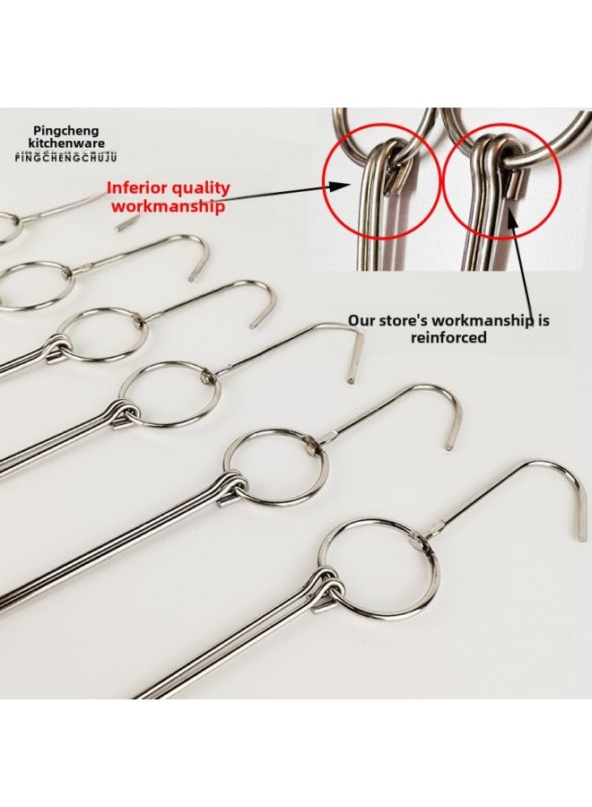 Roast Duck Hook Roast Duck Hook Roast Goose Double Hook Duck Hook Commercial Special Hook Roast Meat Ring Large Circle Stainless Steel Shelf-Color:4cm Thick Length 20cm S Hook 1 Piece Buy Ten Get Two Free - Image 3