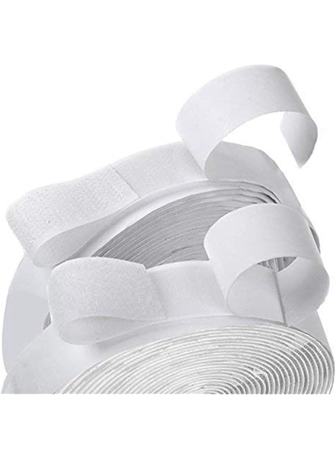 PROMASS promass Hook and Loop Self Adhesive Strip Sticky Tape (2cm Width and 5m Length, White)  - Image 1
