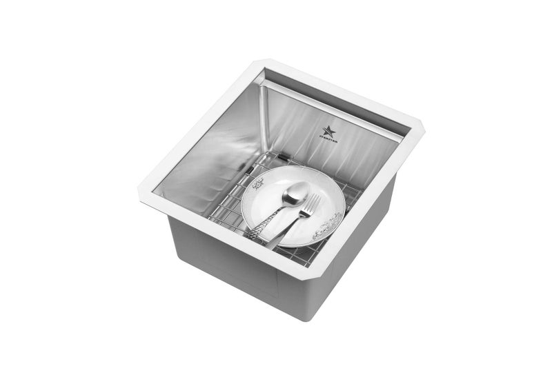 STARSTAR Workstation Ledge Undermount Single Bowl 304 Stainless Steel Kitchen/Yard/Bar/Laundry/Office Sink, With Grid, Cutting Board, Strainer with Basket (13 x 15 x 8) - Image 3