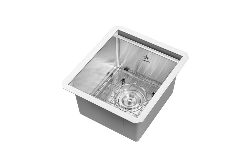 STARSTAR Workstation Ledge Undermount Single Bowl 304 Stainless Steel Kitchen/Yard/Bar/Laundry/Office Sink, With Grid, Cutting Board, Strainer with Basket (13 x 15 x 8) - Image 2
