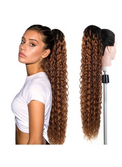 FASHION LINE Long Curly Drawstring Ponytail 30”Synthetic Clip In Ponytail Extensions For Women Afro Curly Corn Wave Clip on Ponytail (#T2/30) 