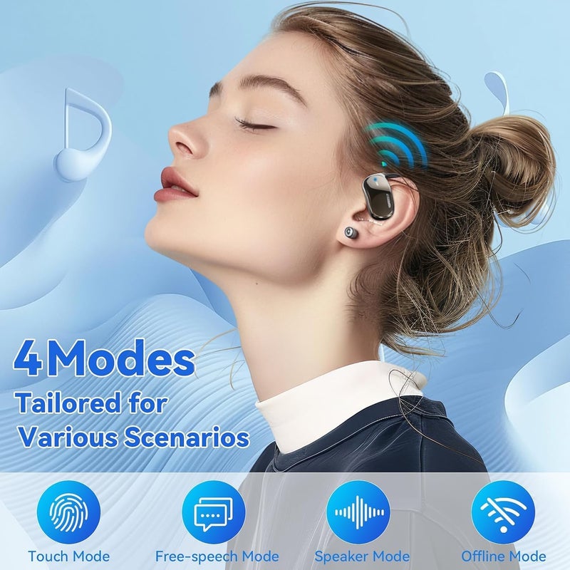 NALACAL سماعات أذن للترجمة الفورية، سماعات أذن للترجمة مزودة بشاشة لمس LED، وقت تشغيل 50 ساعة، مترجم غير متصل بالإنترنت لاستكشاف حياة المغتربين بحرية، متوافقة مع أنظمة iOS وAndroid، تدعم 138 لغة - Image 4