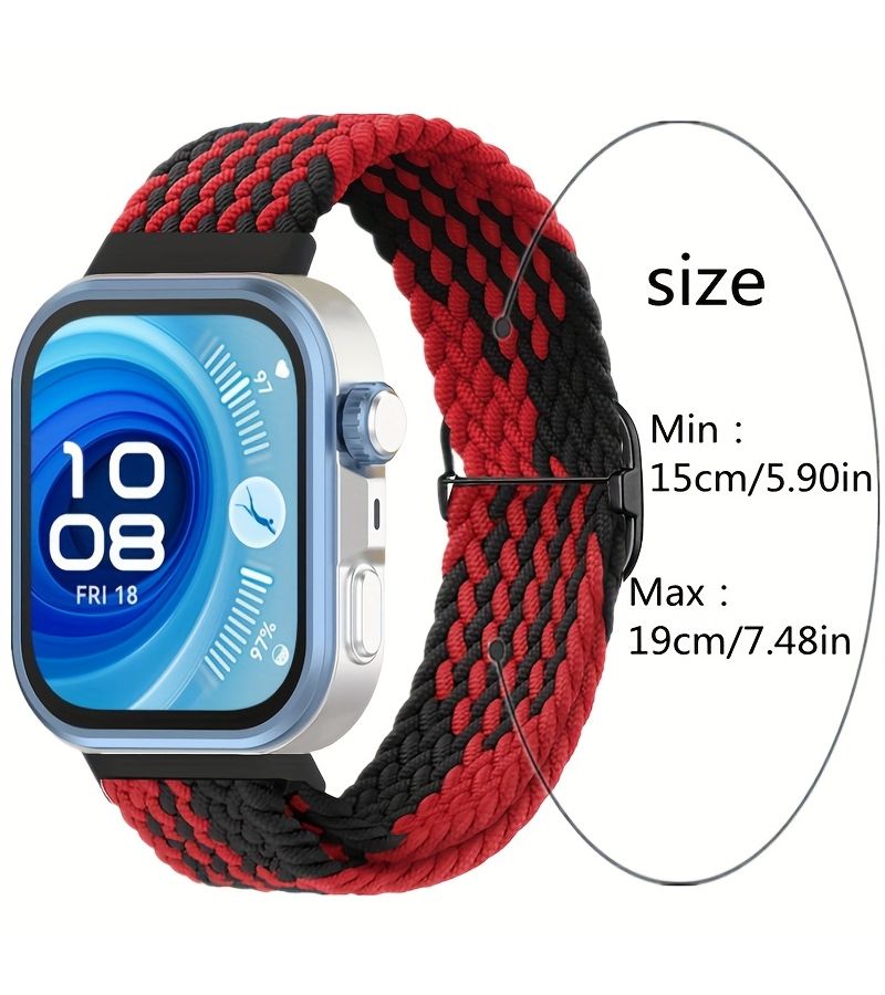 Adustable Black Nylon Strap Compatible With Huawei Fit 4 Pro 4 3 Breathable For Fitness Running Outdoor Daily - Image 2