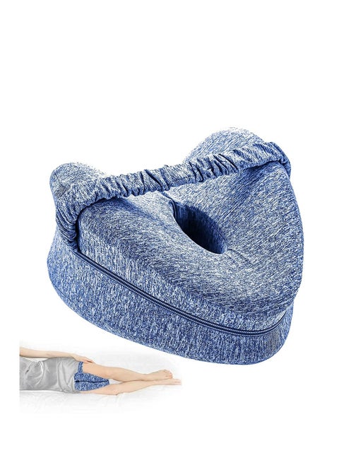 Knee Pillow for Side Sleepers with Elastic Strap, Memory Foam Leg Pillow, Ideal for Spine Alignment, Hip, Back & Joint Pain Relief , for Better Sleeping with Breathable & Washable Cover