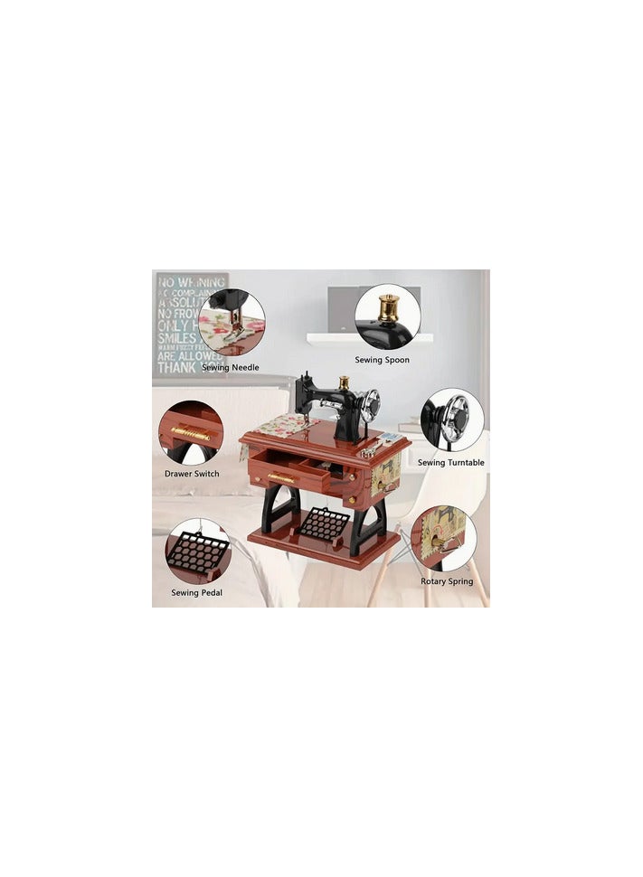 Sewing Machine Music Box, Clockwork Vintage Music Box, Gifts For Birthday - Image 2