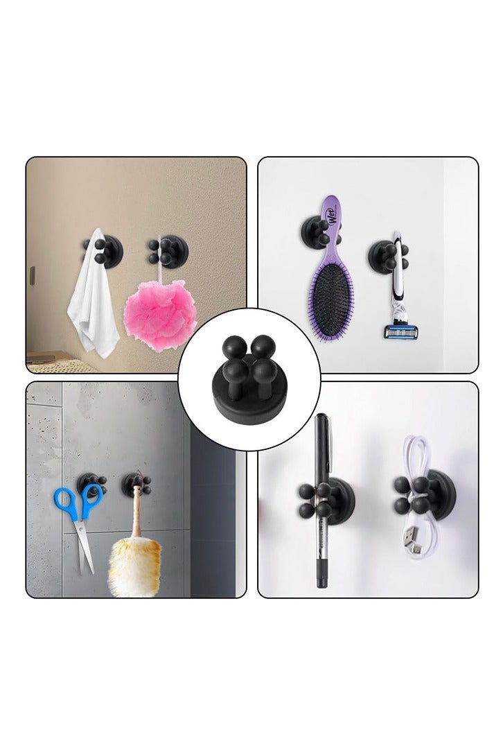 6Pcs Silicone Toothbrush Holders for Bathrooms,Waterproof Self Adhesive Multifunctional Hook for Hanging Towel Key Plug Cable for Bathroom Kitchen Living Room Office Black - Image 5