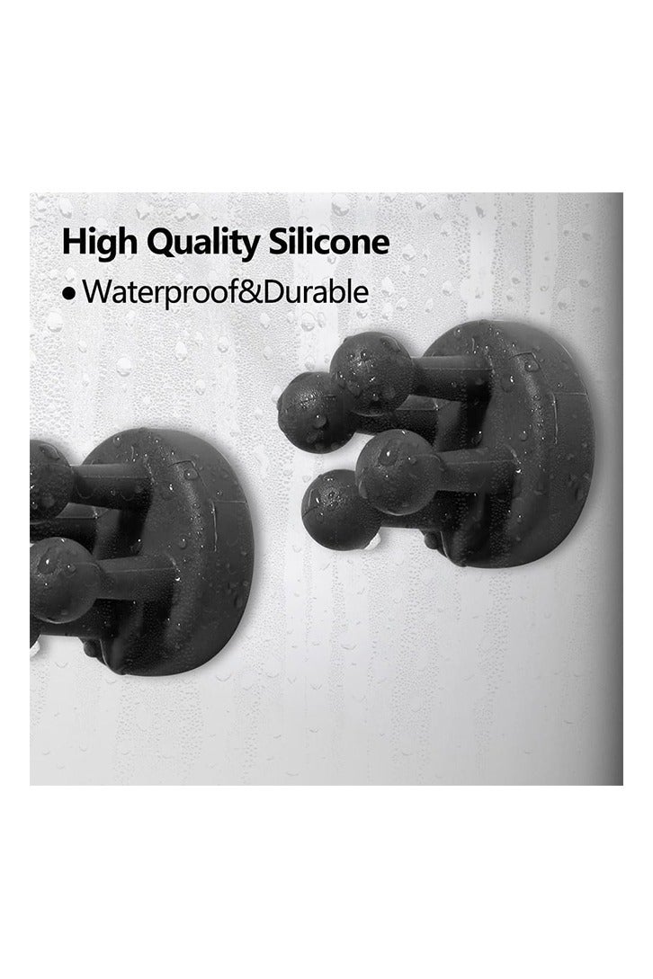 6Pcs Silicone Toothbrush Holders for Bathrooms,Waterproof Self Adhesive Multifunctional Hook for Hanging Towel Key Plug Cable for Bathroom Kitchen Living Room Office Black - Image 3