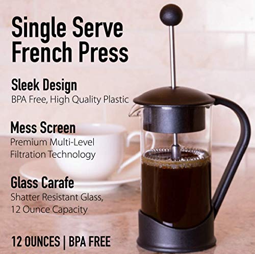 Clever Chef French Press Coffee Maker, Maximum Flavor Coffee Brewer with Superior Filtration, 2 Cup Capacity, Black - Image 2