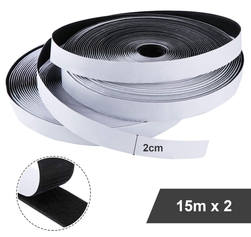 ilauke 15 m Velcro Tape, Self-Adhesive Tape, High Performance, Reusable, Double-Sided Tape with Sticky - Image 2