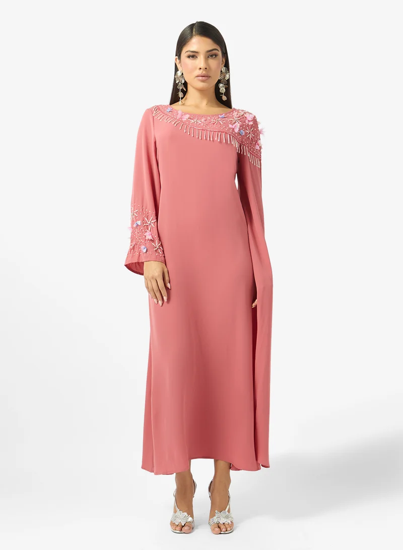 Khizana Embellished Dress With Exagerated Sleeves
