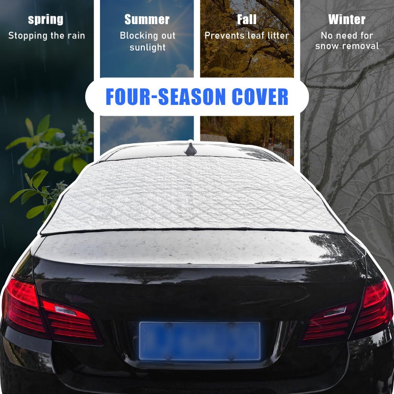 Dickno Car Rear Windshield Cover, Magnetic Auto Rear Windscreen Snow Ice Cover, 4 Layers All-Weather Ice Frost Snow Protector, Automotive Winter Accessories for Most Vehicles - Image 4