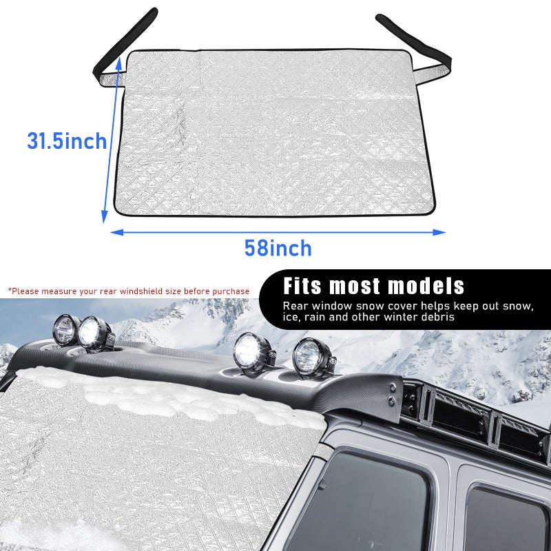 Dickno Car Rear Windshield Cover, Magnetic Auto Rear Windscreen Snow Ice Cover, 4 Layers All-Weather Ice Frost Snow Protector, Automotive Winter Accessories for Most Vehicles - Image 2