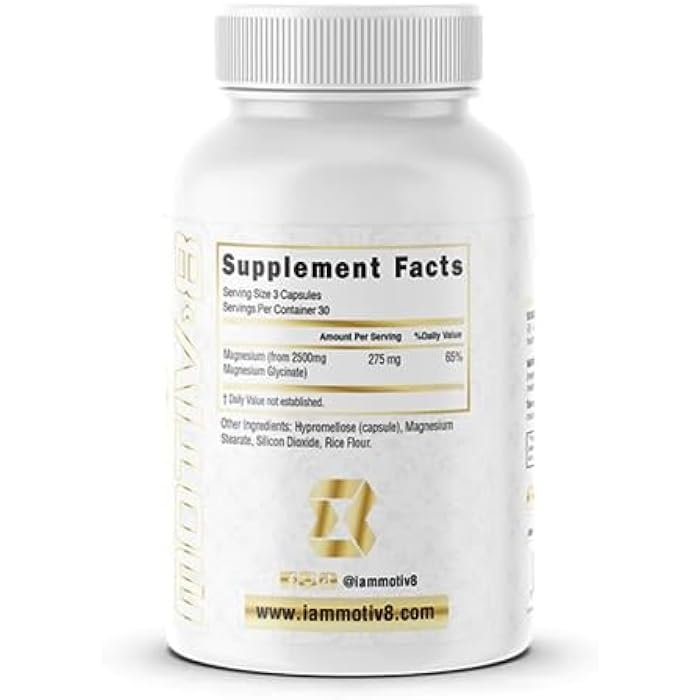 Motiv-8 Magnesium Glycinate, Relaxation, Sleep Support, Mood Elevation, 100% Vegan, 500 mg (180 Veggie Capsule) - Image 2