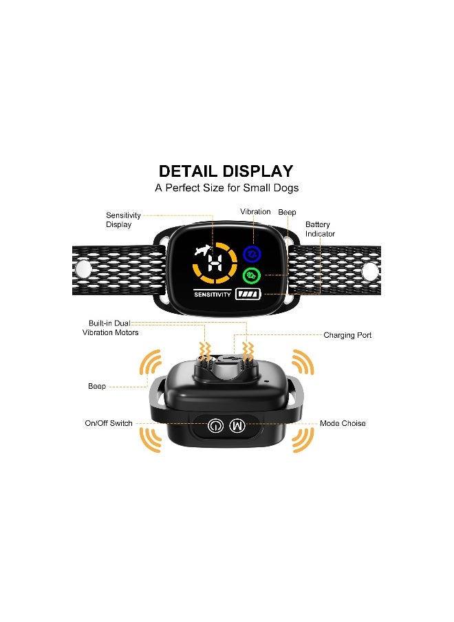 null - Rechargeable No Shock Bark Collar for Small/Medium Dogs - Smart Anti-Barking Device with 6 Adjustable Sensitivity Levels, Beep & Vibration Modes (1 Pack) - Image 1