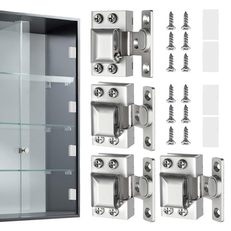 Eegoowa Glass Door Hinges for Cabinets Cabinet Glass Door Hinges304 Stainless Steel for 58mm Cabinet DoorSilver4PCS - Image 2