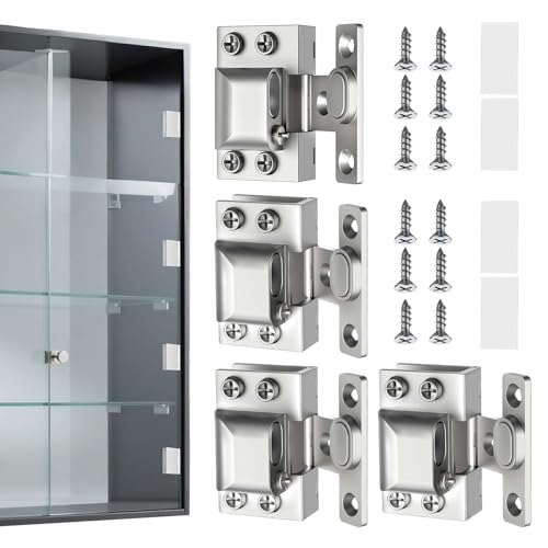 Eegoowa Glass Door Hinges for Cabinets Cabinet Glass Door Hinges304 Stainless Steel for 58mm Cabinet DoorSilver4PCS - Image 1