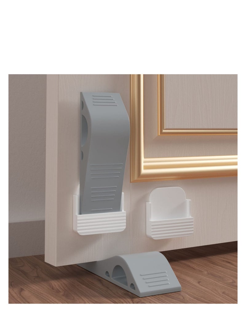 3 Pack Grey Rubber Door Stop Wedge Multi Surface Floor Protector Adjustable for Doors with Clearance Up to 08 Inches  - Image 1