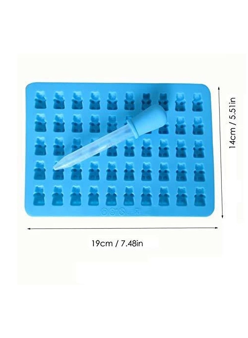 2 Pack 50 Cavity Silicone Gummy Bear Candy Chocolate Mould With a Dropper Making ,Gift For Your Kids
