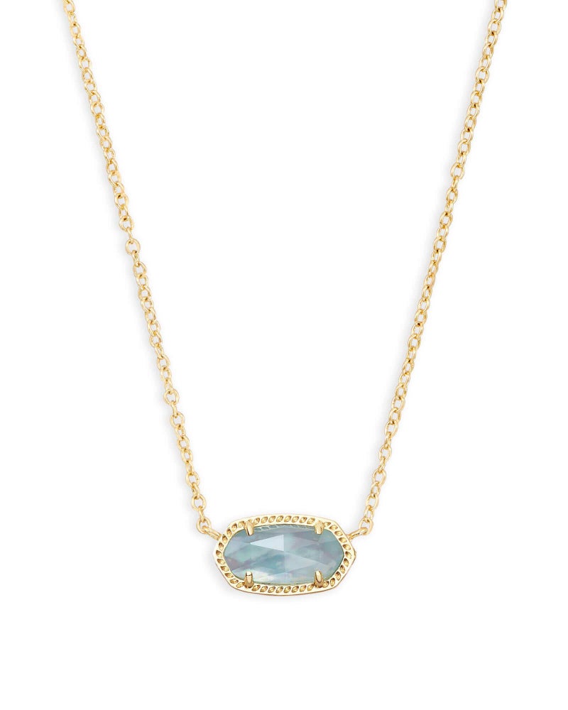 Kendra Scott Elisa Short Pendant Necklace for Women, Dainty Fashion Jewelry, 14K Gold-Plated Brass, Light Blue Illusion - Image 1