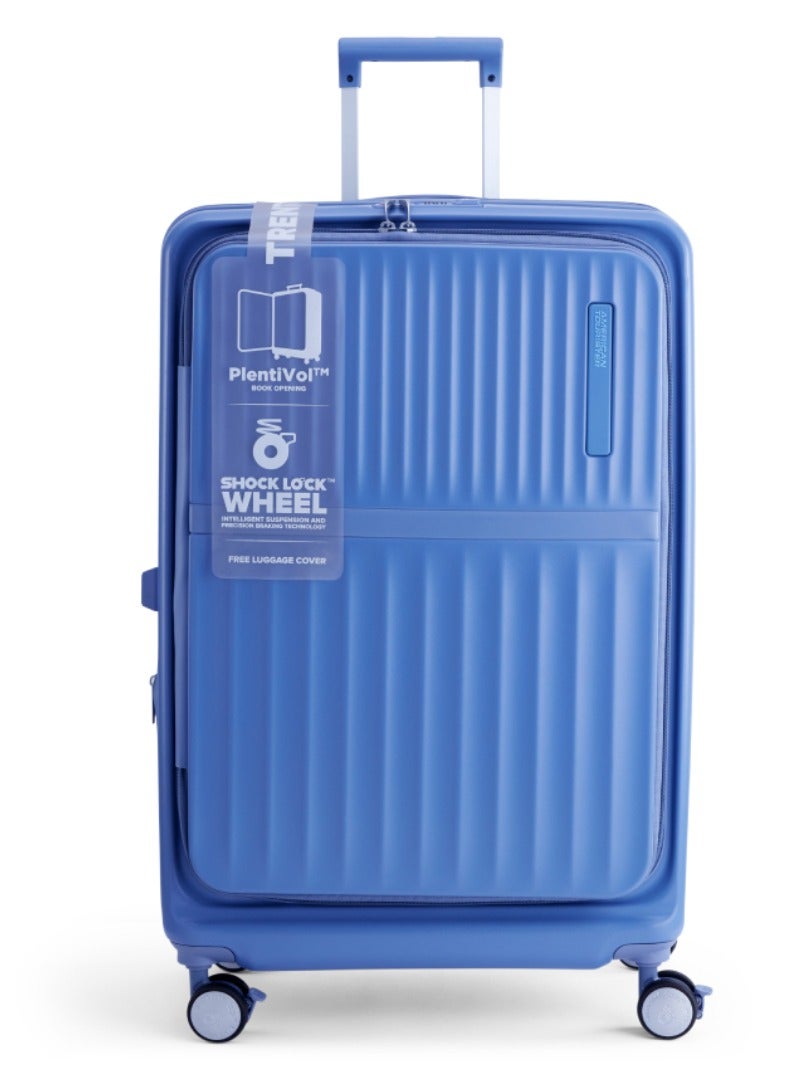AMERICAN TOURISTER Trento + Suitcase, Check-In Size 76 cm / 28 inch, 4 Spinner Wheels, Hard Top, Polycarbonate, Elemental Blue|Lightweight|DuoSaf™ Security Zipper|2 In 1 Optimov™ Shock Absorbing Wheels|Top Opening|Expandable - 3 Years International Warranty - Image 5