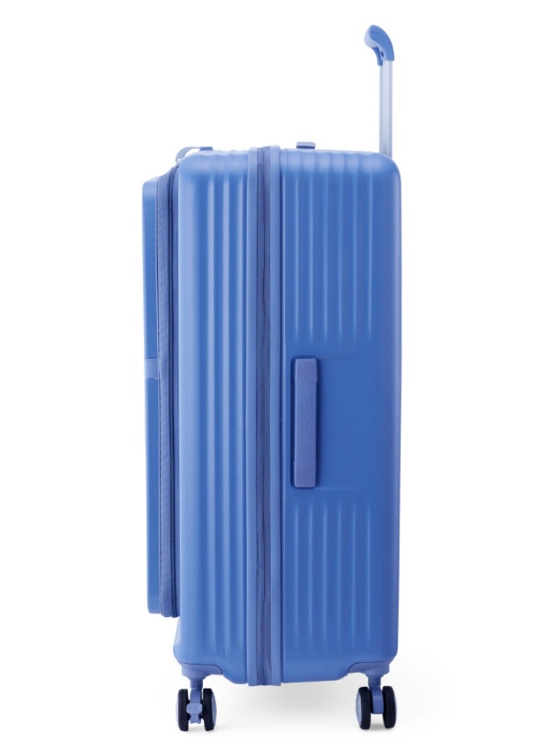 AMERICAN TOURISTER Trento + Suitcase, Check-In Size 76 cm / 28 inch, 4 Spinner Wheels, Hard Top, Polycarbonate, Elemental Blue|Lightweight|2 In 1 Optimov™ Shock Absorbing Wheels|Book Opening|Expandable|TSA Lock|Waterproof Section - 3 Years International Warranty - Image 3