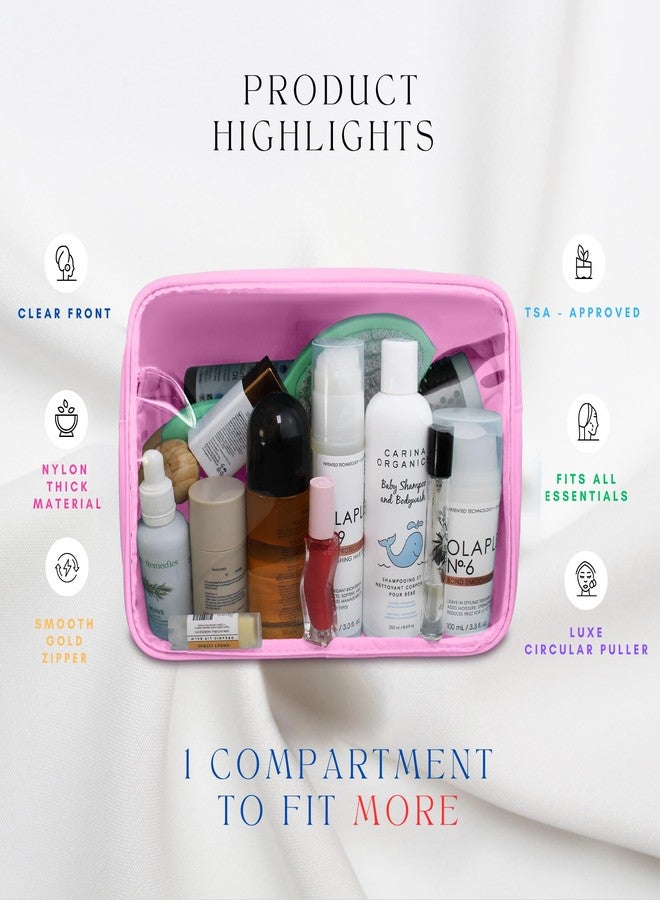 DANCOUR Clear Makeup Bag Large Pouch Cosmetic Travel Bag TSA Approved Light Pink Clear Cosmetic Case Organizer - Image 5