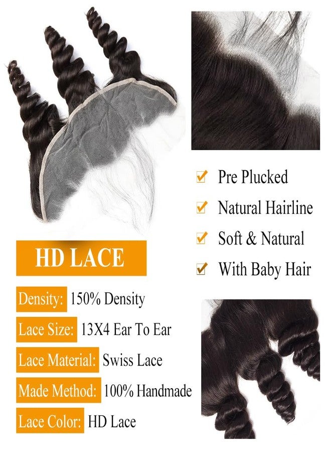 QTHAIR 18A 13x4 HD Lace Frontal Human Hair Loose Wave Frontal Pre Plucked with Baby Hair Ear to Ear Transparent Lace Closure 100% Unprocessed Brazilian Human Hair (22inch) - Image 4