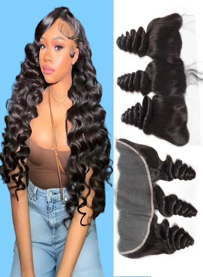 QTHAIR 18A 13x4 HD Lace Frontal Human Hair Loose Wave Frontal Pre Plucked with Baby Hair Ear to Ear Transparent Lace Closure 100% Unprocessed Brazilian Human Hair (22inch) - Image 1