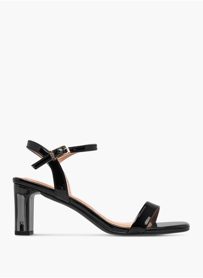 Celeste Women's Solid Sandals with Block Heels and Buckle Closure  - Image 3