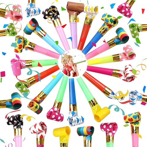 Zytiqt Whistle for Kids, 30-Pack Party Blowouts with Colorful Trumpets, Birthday Party Props for Kids and Adults, Fun Noisemakers for Sporting Events and Celebrations - Image 1