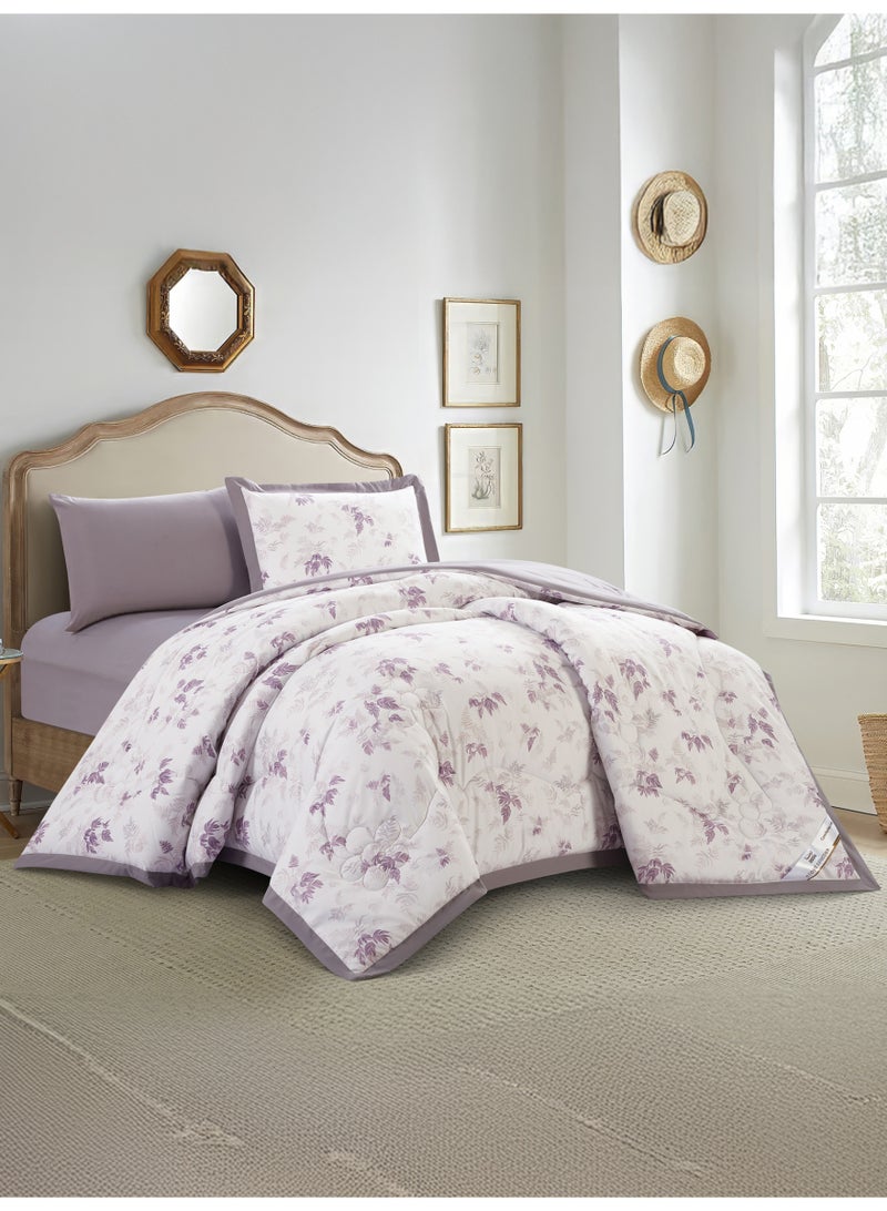 Doona Bedding Comforter Set, Fits 140x200 cm Single Size Bed – 4 Pcs Reversible Printed Design – 350 GSM All-Season Comforter – Premium Brushed Microfiber - Image 1