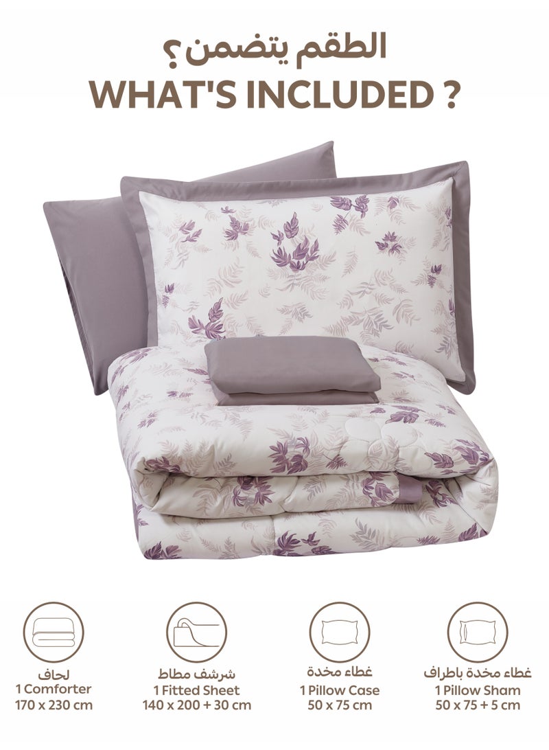 Doona Bedding Comforter Set, Fits 140x200 cm Single Size Bed – 4 Pcs Reversible Printed Design – 350 GSM All-Season Comforter – Premium Brushed Microfiber - Image 3