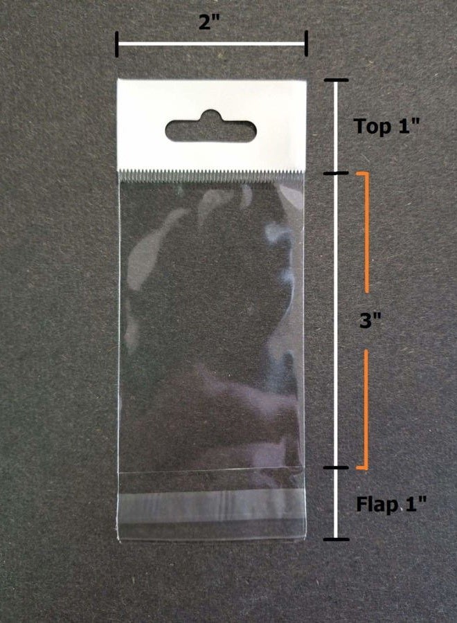 UNIQUEPACKING 5000 Pcs 2x3 Hang TOP Clear Resealable Cello Cellophane Bags w/Hanging Header - Image 2