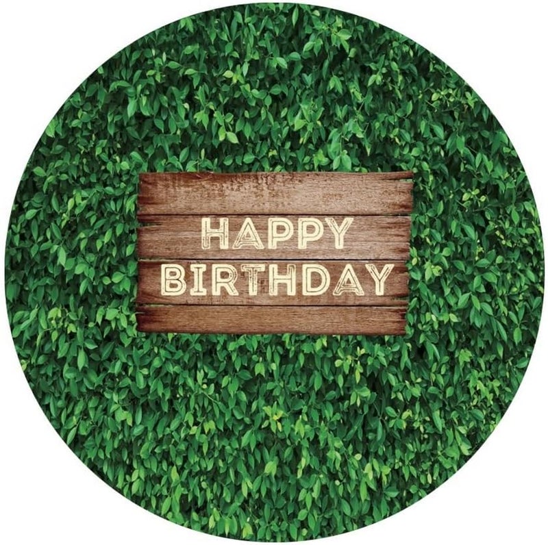 Laeacco 75x75ft Greenery Happy Birthday Round Backdrop Spring Green Leaves Nature Plant Photography Background for Safri Jungle Themed Birthday Baby Shower Party Decor Portrait Photo Booth Props - Image 4