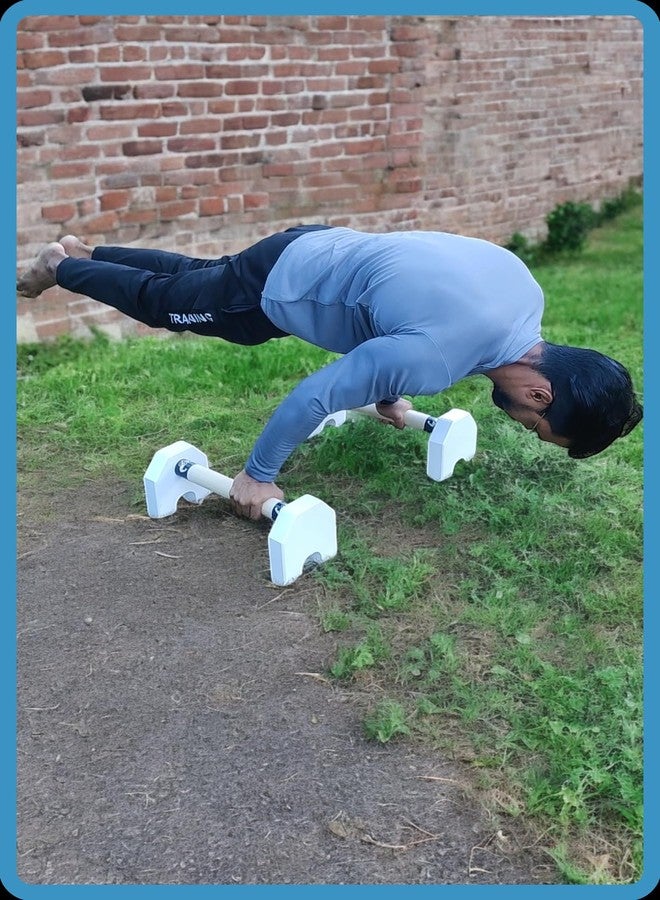 Calistreet workout قضبان متوازية خشبية من كالي ستريت للتمارين الرياضية - قضيب خشبي لتمارين الضغط، حامل لتمارين الضغط، قضبان متوازية للجمباز، قضبان متوازية مانعة للانزلاق، شديدة التحمل، قضيب يوغا (أبيض) - Image 3