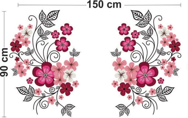 Akki Wold 'Flowers with Vine' Wall Sticker for for Kids Room, Bedroom, Living Room, Office,(Size -30 Cm X 90Cm) - Image 3