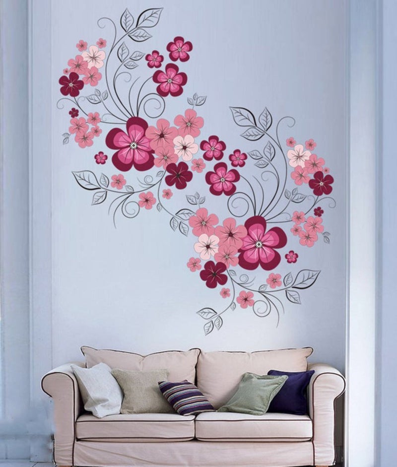Akki Wold 'Flowers with Vine' Wall Sticker for for Kids Room, Bedroom, Living Room, Office,(Size -30 Cm X 90Cm) - Image 2