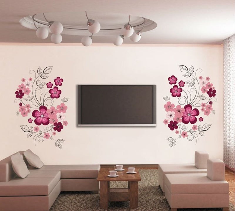 Akki Wold 'Flowers with Vine' Wall Sticker for for Kids Room, Bedroom, Living Room, Office,(Size -30 Cm X 90Cm) - Image 4